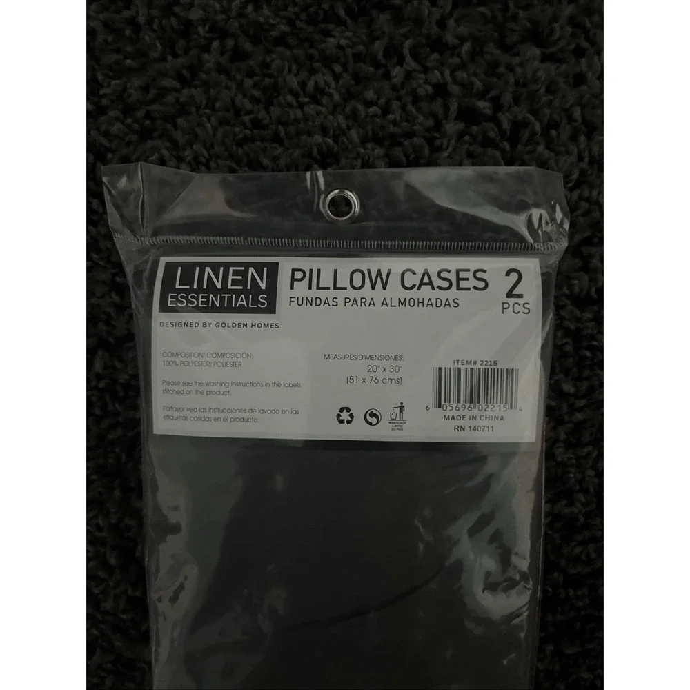 Linen Essentials, Two Piece Pillowcases Grey Queen 20‎ X 30